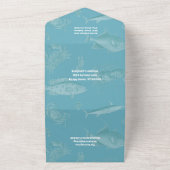 大人魚釣りをテーマにした誕生日パーティー オールインワン招待状 (外側)