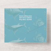 大人魚釣りをテーマにした誕生日パーティー オールインワン招待状 (裏面)