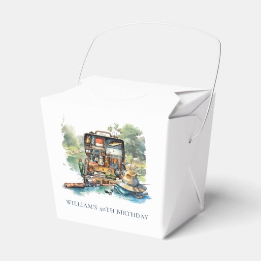 大人魚釣り誕生日パーソナライズされた写真 フェイバーボックス (正面サイド)