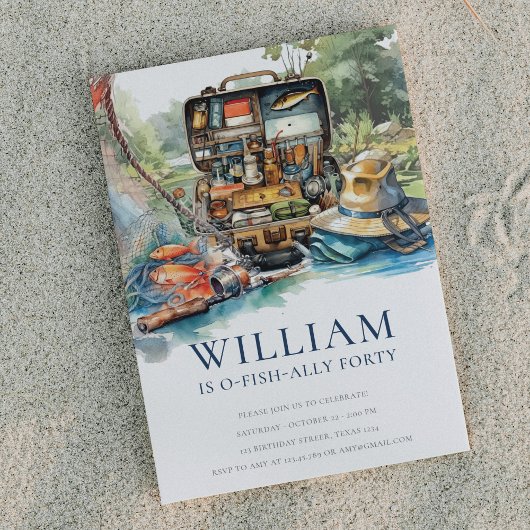 大人魚釣り誕生日パーティー任意の年齢 招待状