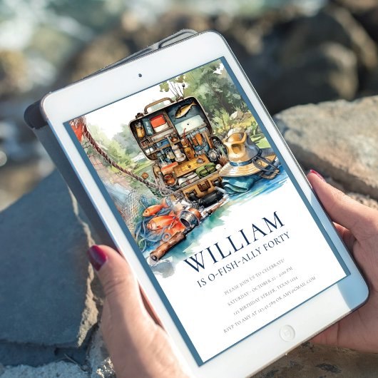 大人魚釣り誕生日パーティー任意の年齢 招待状