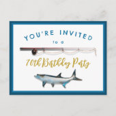 大人魚釣り誕生日会の招待状 ポストカード (正面)