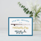 大人魚釣り誕生日会の招待状 ポストカード (スタンド正面)