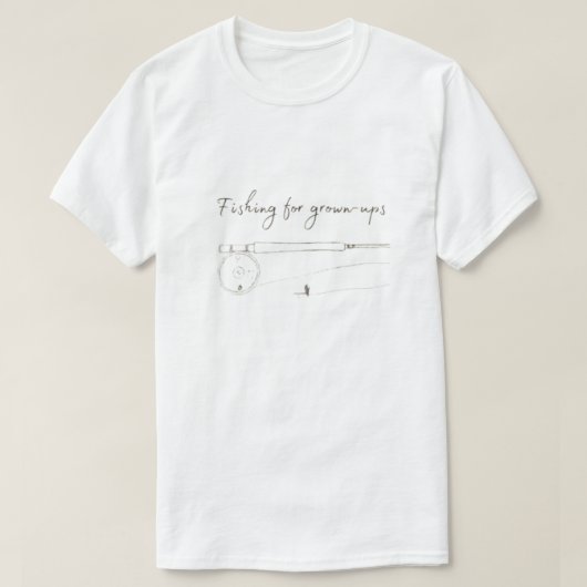 大人魚釣り | ミニマル魚釣りTシャツ Tシャツ (デザイン正面)