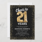 大人21歳の誕生日ブラック金ゴールド 招待状 (正面)