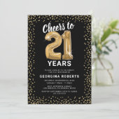 大人21歳の誕生日ブラック金ゴールド 招待状 (スタンド正面)