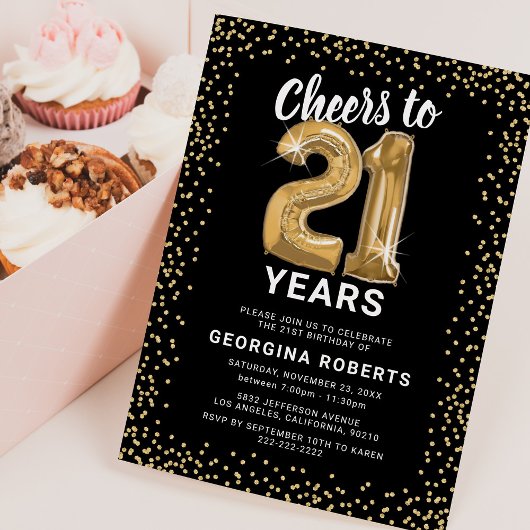 大人21歳の誕生日ブラック金ゴールド 招待状