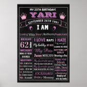 大人25お誕生日ケーキスマッシュカルボード標識 ポスター (正面)
