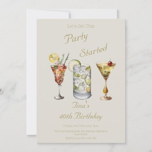 大人40歳のパーティーを始めよう 招待状 (正面)