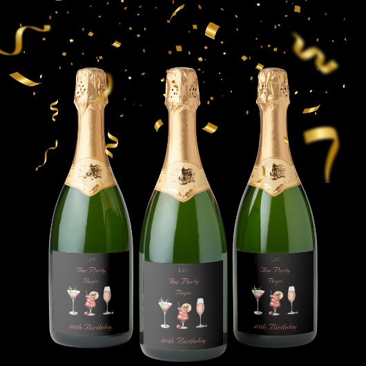大人40歳のパーティーを始める スパークリングワインラベル
