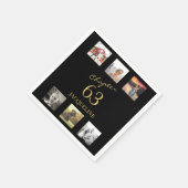 大人6枚フォトブラックと金ゴールド任意の年齢の誕生日 スタンダードカクテルナプキン (角)