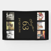 大人6枚フォトブラックと金ゴールド任意の年齢の誕生日 横断幕 (横)