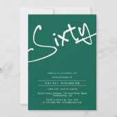 大人60歳の誕生日パーティーグリーンホワイト 招待状 (正面)