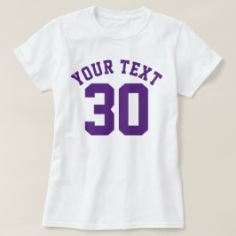 大人|のスポーツのジャージーの白く及び暗い紫色のデザイン Tシャツ
