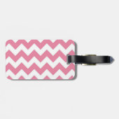 大人、ピンクのシェブロンの革バンドが付いている荷物のラベル ラゲッジタグ (裏面横)