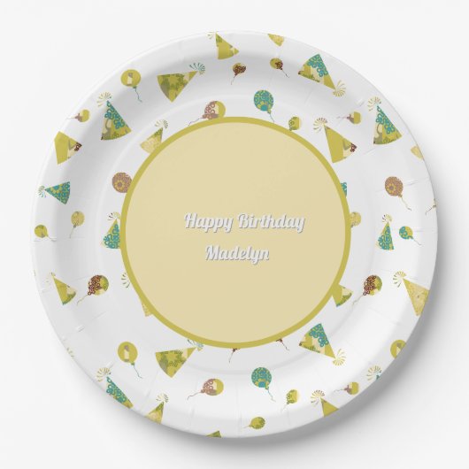 大人 誕生日 シルエット デザイン ペーパープレート (正面)