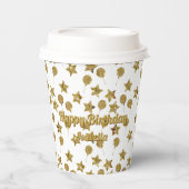 大人 誕生日 バルーン&星 パターン 紙コップ (正面)