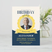 大人 誕生日 100歳の誕生日 招待状 モダン (スタンド正面)