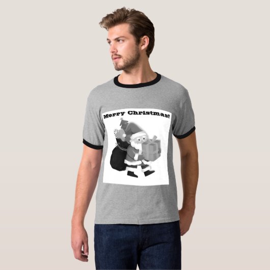 大人XLサイズクリスマスウィッシュ印刷文字リンガー Tシャツ (正面フル)