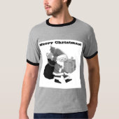 大人XLサイズクリスマスウィッシュ印刷文字リンガー Tシャツ (正面)