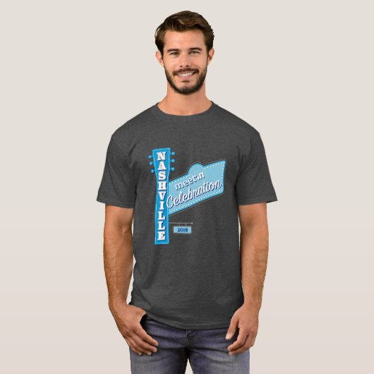大会ナッシュビルの男性暗いT Tシャツ (正面フル)