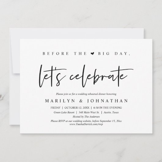 大会前のリハーサル結婚ディナー 招待状 (正面)