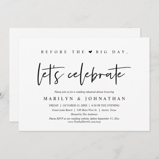 大会前のリハーサル結婚ディナー 招待状 (正面/裏面)