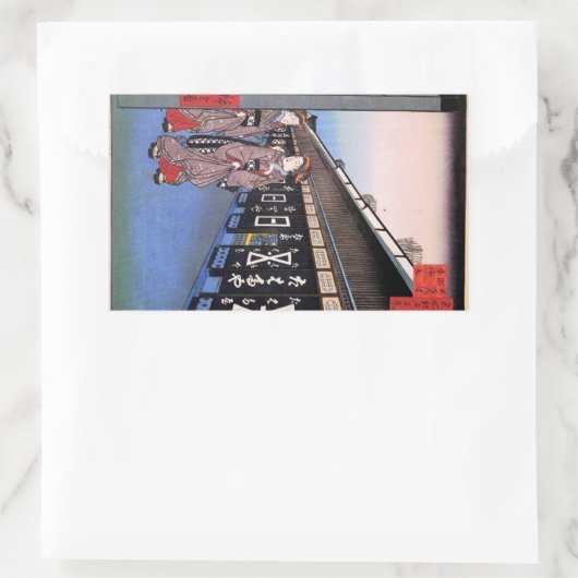 大伝馬町に木綿製品が並ぶ店(大てんま町木綿店) 長方形シール (バッグ)