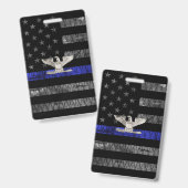 大佐 薄い青いライン  distressed フラッグ バッジ (正面＆裏面)