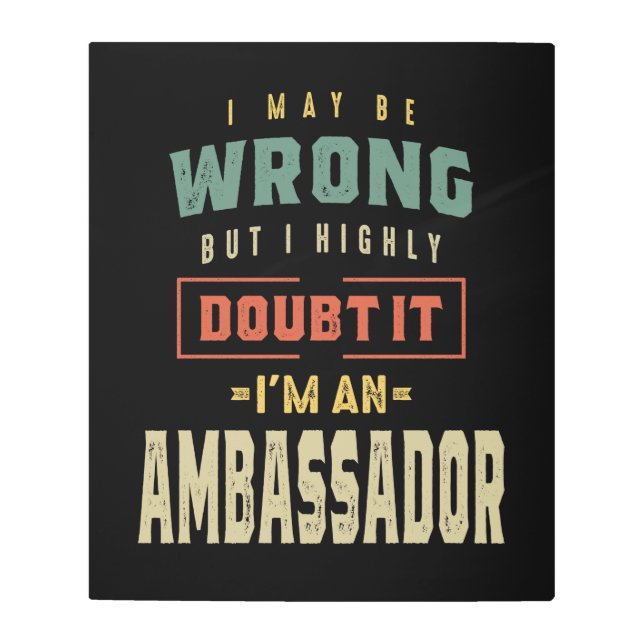 大使の役職ギフト メタルプリント (正面)