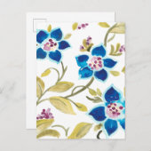 大修道院の花のタイル-青い開花 ポストカード (正面/裏面)