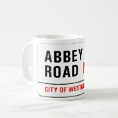 大修道院の道、ロンドンの道路標識 コーヒーマグカップ (正面左)