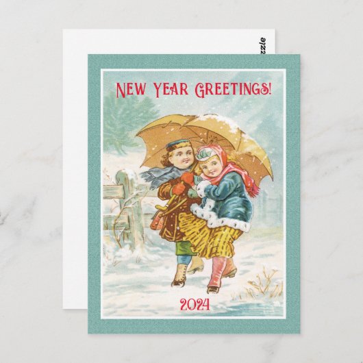 大傘の新年のあいさつ ポストカード (正面/裏面)