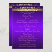 大公妃紫色スクロールの結婚式メニュー メニュー (正面/裏面)