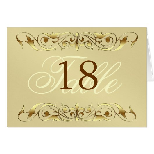 大公妃金ゴールドの金属スクロールテーブルカード (正面横)