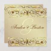 大公爵ゴールドメタルスクロール招待状 招待状 (正面/裏面)