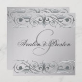 大公爵シルバーメタルスクロール招待状 招待状 (正面/裏面)