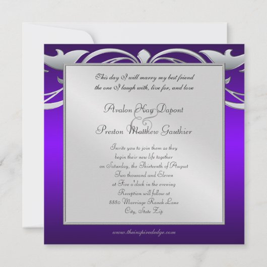 大公爵パープルジュエルスクロール招待状 招待状 (裏面)