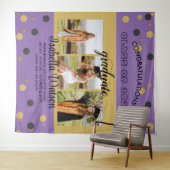 大写真卒業パーティーPurpleGold背景 タペストリー (インサイチュ(横))