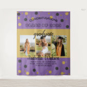 大写真卒業パーティーPurpleGold背景 タペストリー (正面)