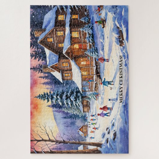 大冬の雪おもしろいクリスマスファミリーパズル ジグソーパズル (縦)