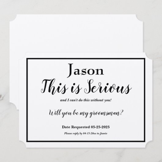 大切なお願い　これは冗談ではない　名誉な選択肢 招待状 (正面/裏面)