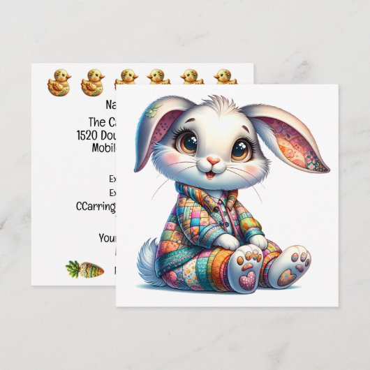 大切なイースター・バニー・テーマの招待状 招待状 (正面/裏面)