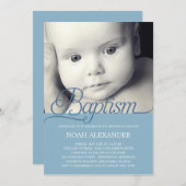 大切なスクリプト写真 洗礼招待状 - 青 招待状 (正面/裏面)