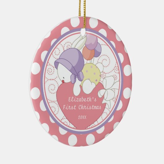 大切なバニーのベビーの初めてのクリスマスのオーナメント セラミックオーナメント (右)