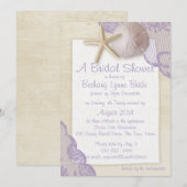 大切なビーチとレースのブライダルシャワー 招待状 (正面/裏面)