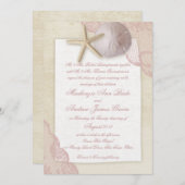 大切なビーチのピンクウェディング 招待状 (正面/裏面)