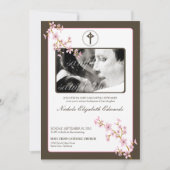 大切なピンクの桜の洗礼の招待状 招待状 (正面)