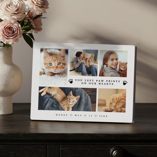 大切なペットの写真を飾るハートの足跡 フォト コラージュ フォトプラーク
