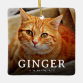 大切なペットの記憶 猫 2枚の写真のメモリアル セラミックオーナメント (正面)